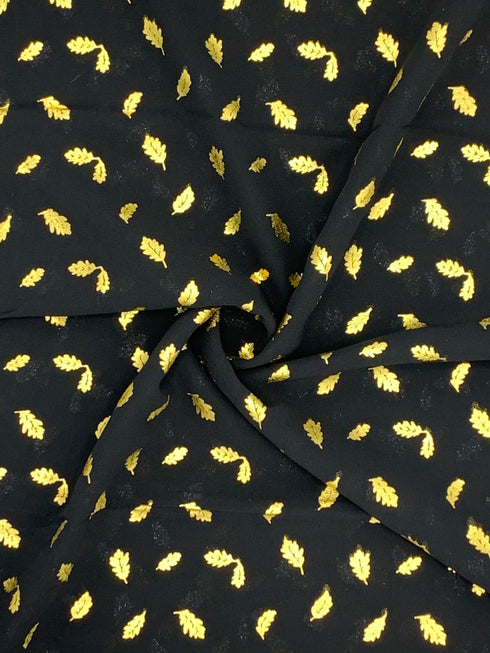 Georgette Gold Print - Black